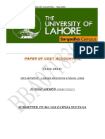 Paper of Cost Accounting: Junaid Ahmed
