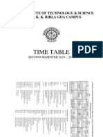 BITS Pilani Goa Campus 2010-2011 Time Table