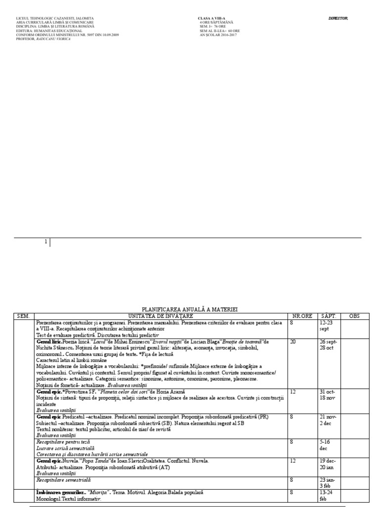 0 Planificare Clasa A8 Doc