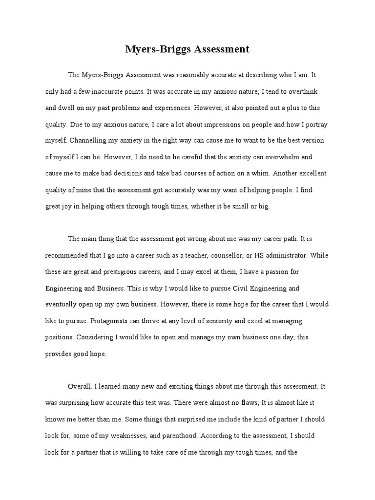 Myers-Briggs Assessment | PDF