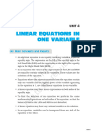 Linear Equations of One Variable PDF