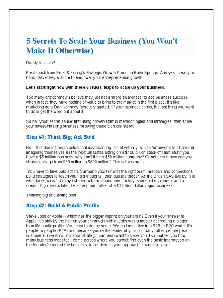 5 Steps to Scale Your Business | PDF | Startup Company | Small Business ...
