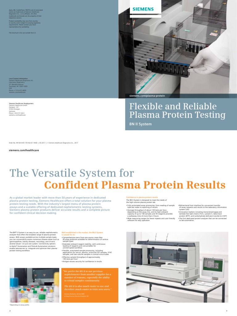 Flexible and Reliable Plasma Protein Testing: BN II System | PDF ...