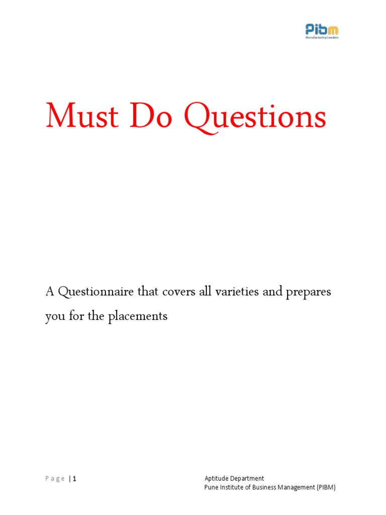 Aptitude Must Do Questions | Download Free PDF | Speed | Interest