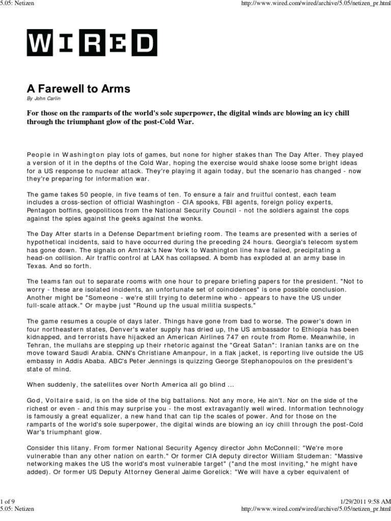 A Farewell To Arms by John Carlin PDF Maneuver Warfare National