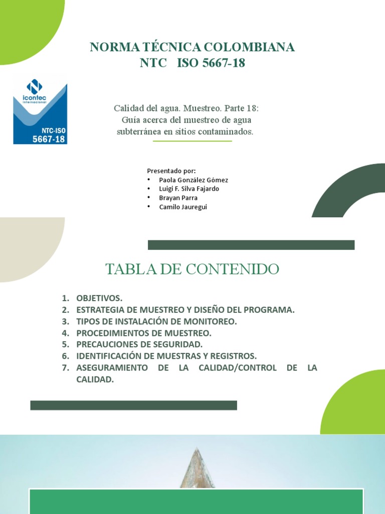 Muestreo de Agua Subterránea NTC 18 | PDF | Agua subterránea | Agua