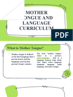 Mother Tongue and Language Curriculum