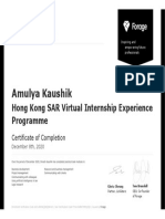 Amulya Kaushik: Hong Kong SAR Virtual Internship Experience Programme
