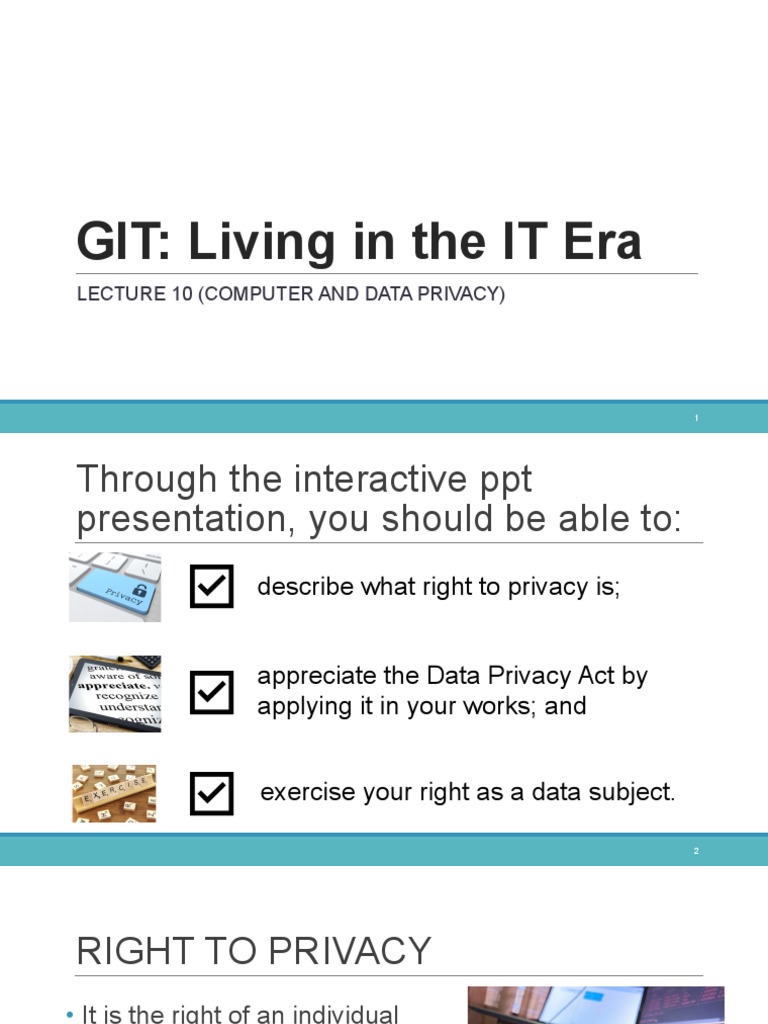 GIT - Lecture 10 Computer and Data Privacy PDF | PDF | Privacy ...