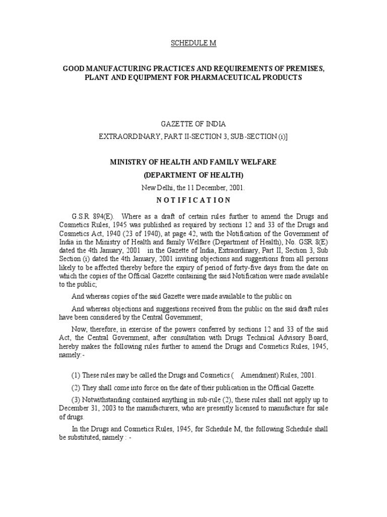 SMF - Schedule M (20-22 Pages) PDF | PDF | Hygiene | Packaging And Labeling