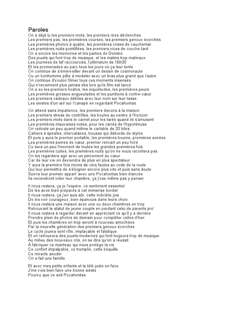 Grand Corps Malade Et Louane Paroles Paroles Grand Corps Malade | PDF