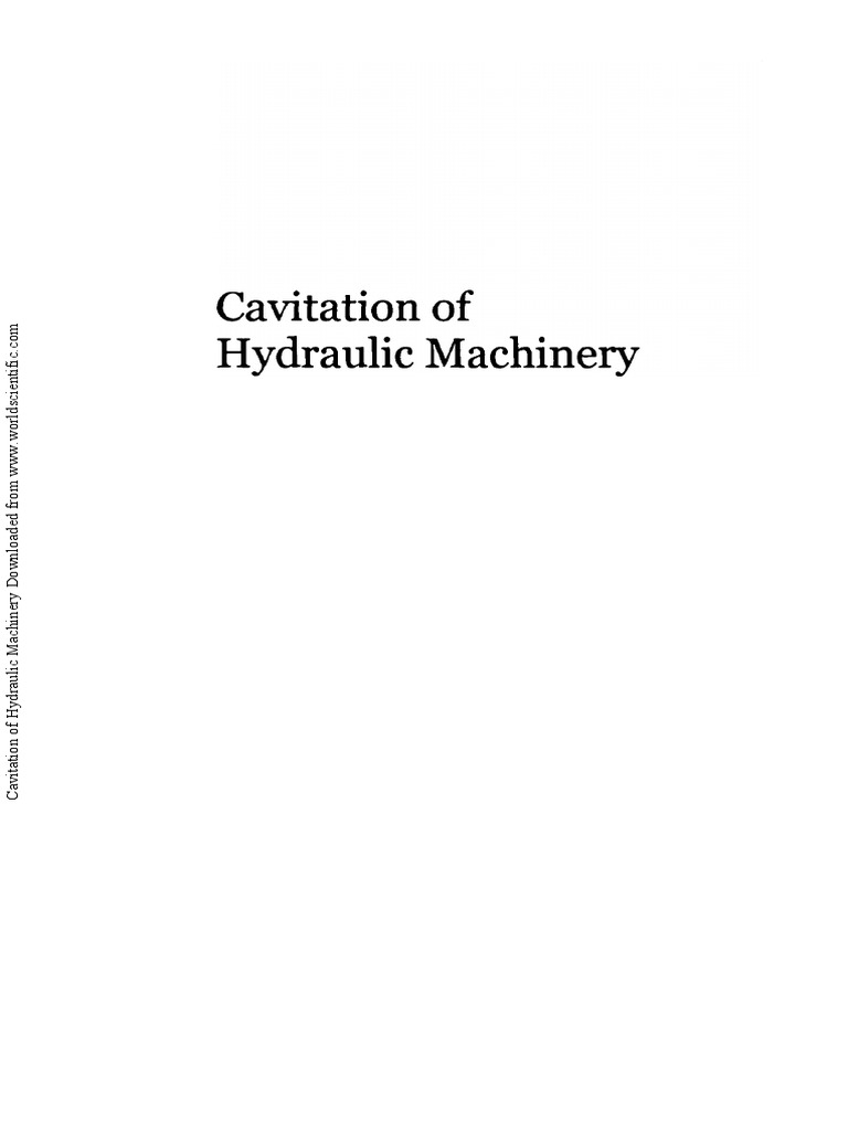 Cavitation of Hydraulic Machinery | PDF | Turbine | Pump
