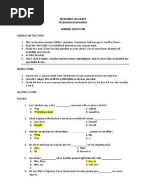 200 Items General Education Pre Board Exam with Answer Key.pdf