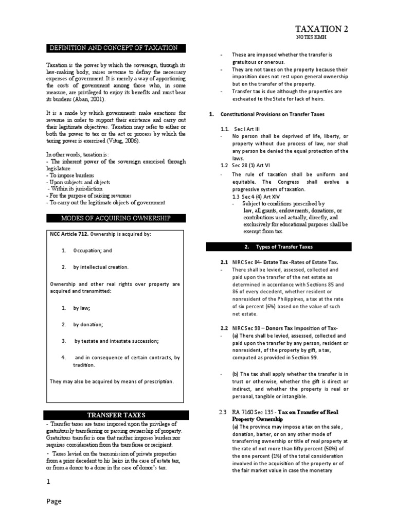 Understanding Transfer Taxes and Estate Tax | PDF | Estate Tax In The ...