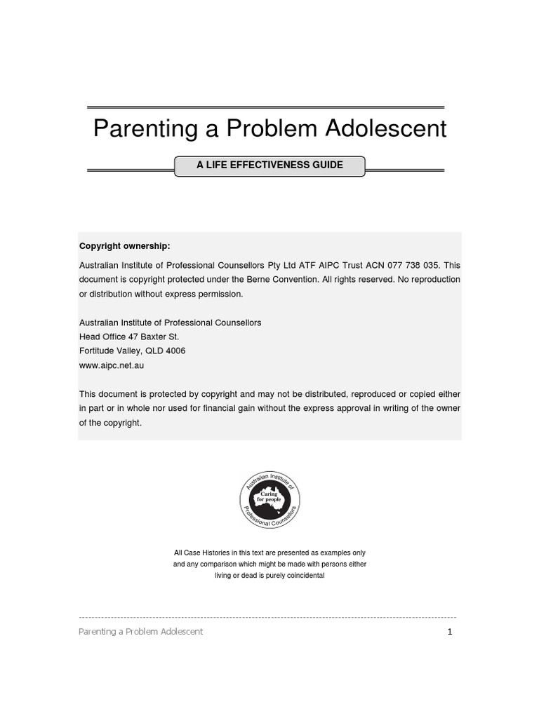 Parenting A Problem Adolescent: A Life Effectiveness Guide | PDF ...