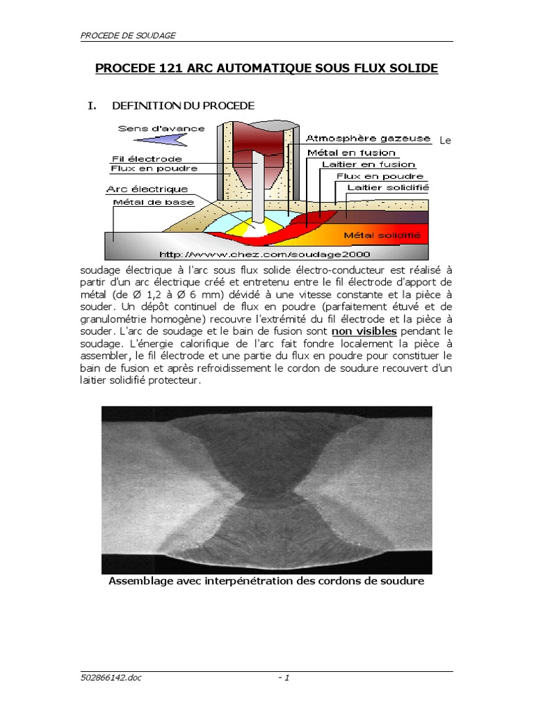 Procede 121 Arc Automatique Sous Flux Solide, PDF, Soudage