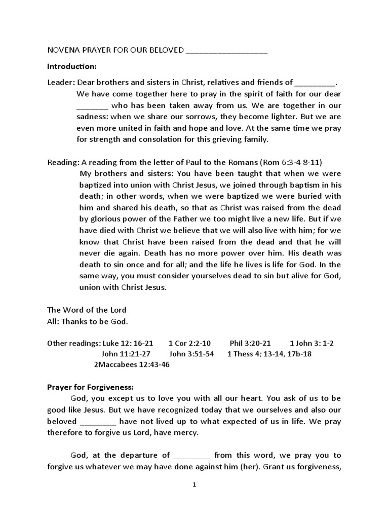 Novena Prayer for the Departed | PDF | God The Father | Resurrection Of ...