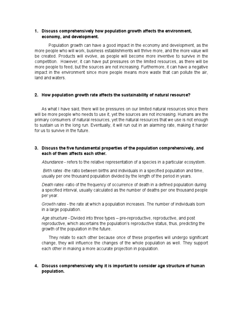 Discuss Comprehensively How Population Growth Affects The Environment ...