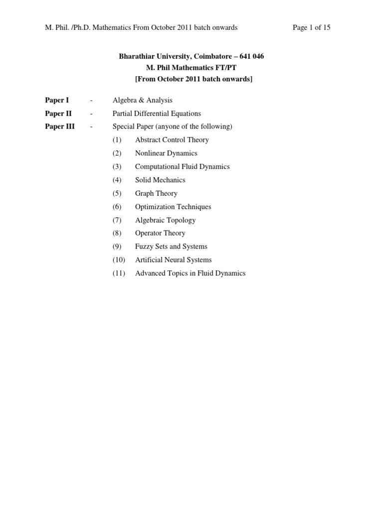 Mphil Syllabus | PDF | Boundary Layer | Fluid Dynamics