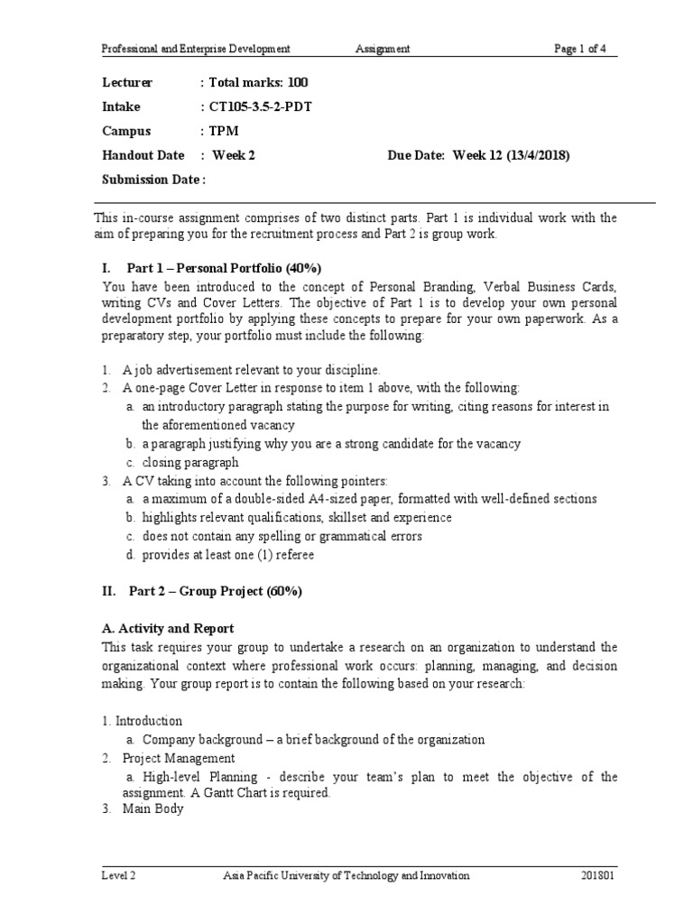 Professional Development Assignment Guide | PDF | Evaluation | Recruitment