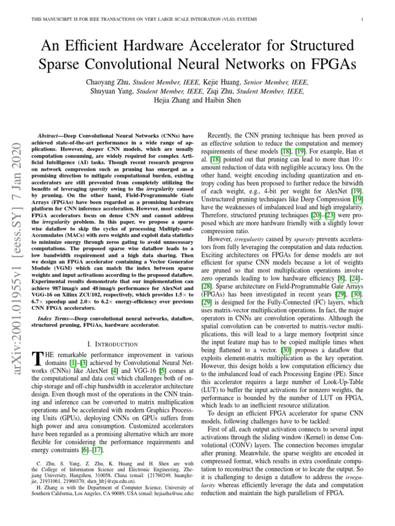 FPGA Accelerator for Sparse CNNs | PDF | Field Programmable Gate Array ...