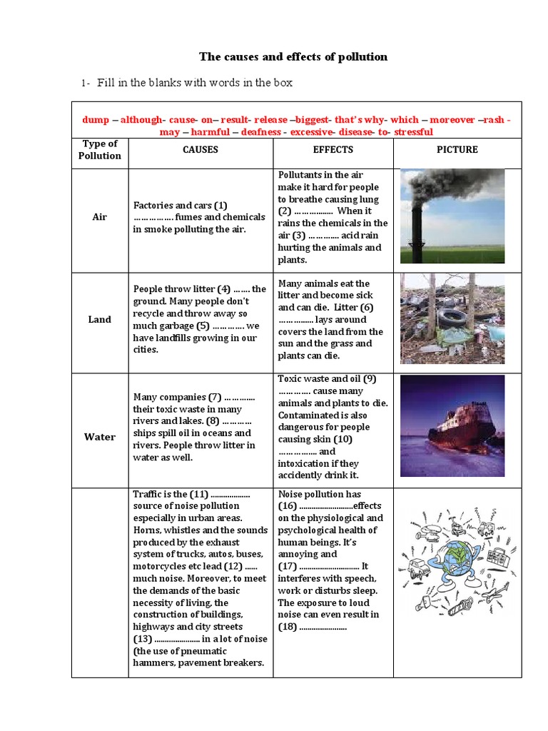 Causes and Effects of Pollution | PDF | Pollution | Environmental Issues