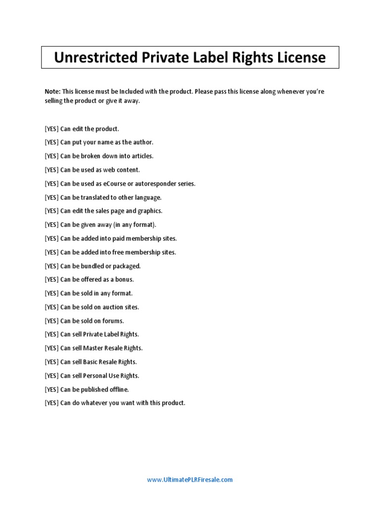 PLR License PDF | PDF