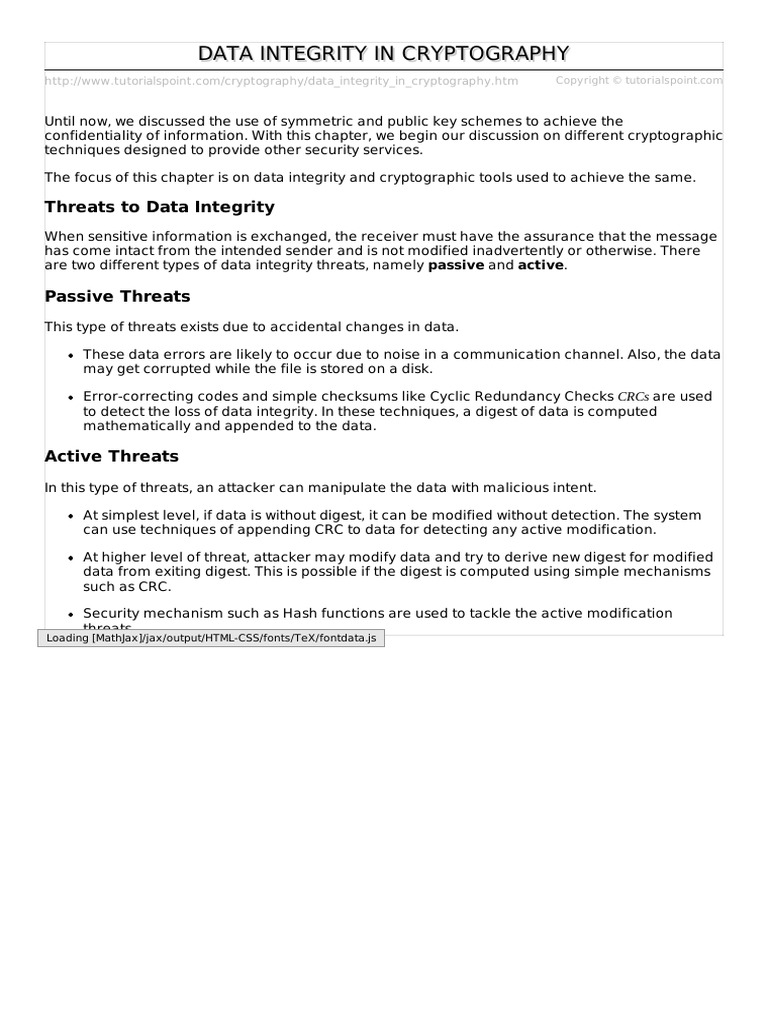 Data Integrity in Cryptography PDF | PDF | Business | Computers