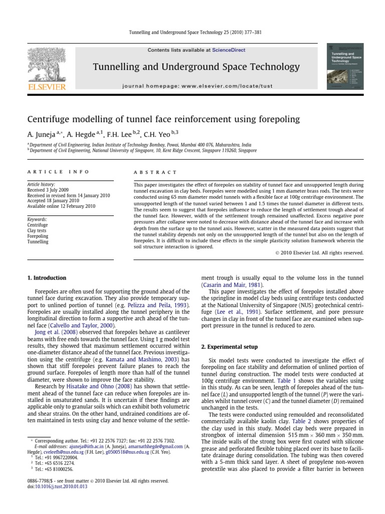 Centrifuge Model Study on Tunnel Forepoling | PDF | Soil Mechanics ...