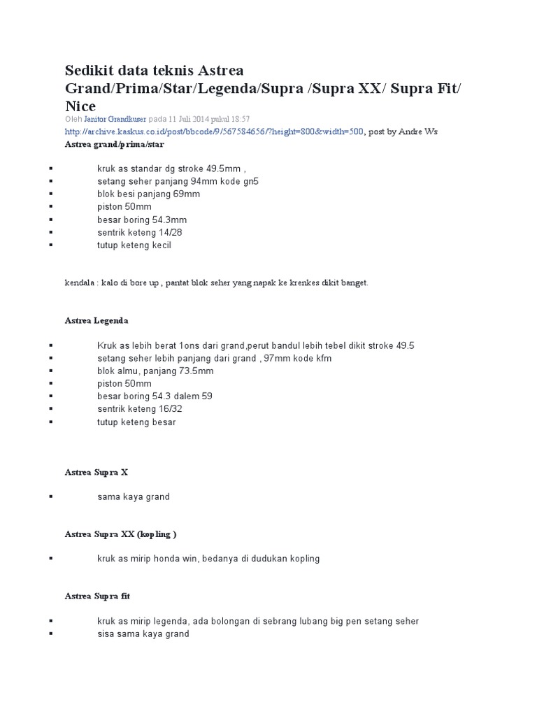Sedikit Data Teknis Astrea Grand PDF