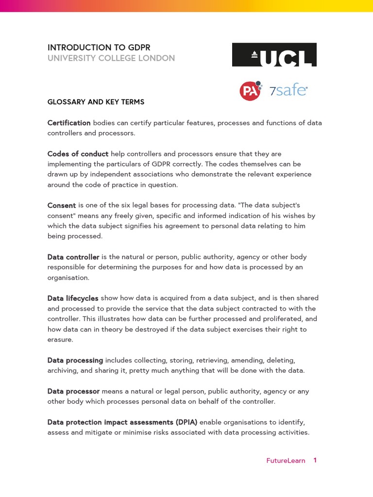 University College London: Introduction To GDPR | PDF | Information ...