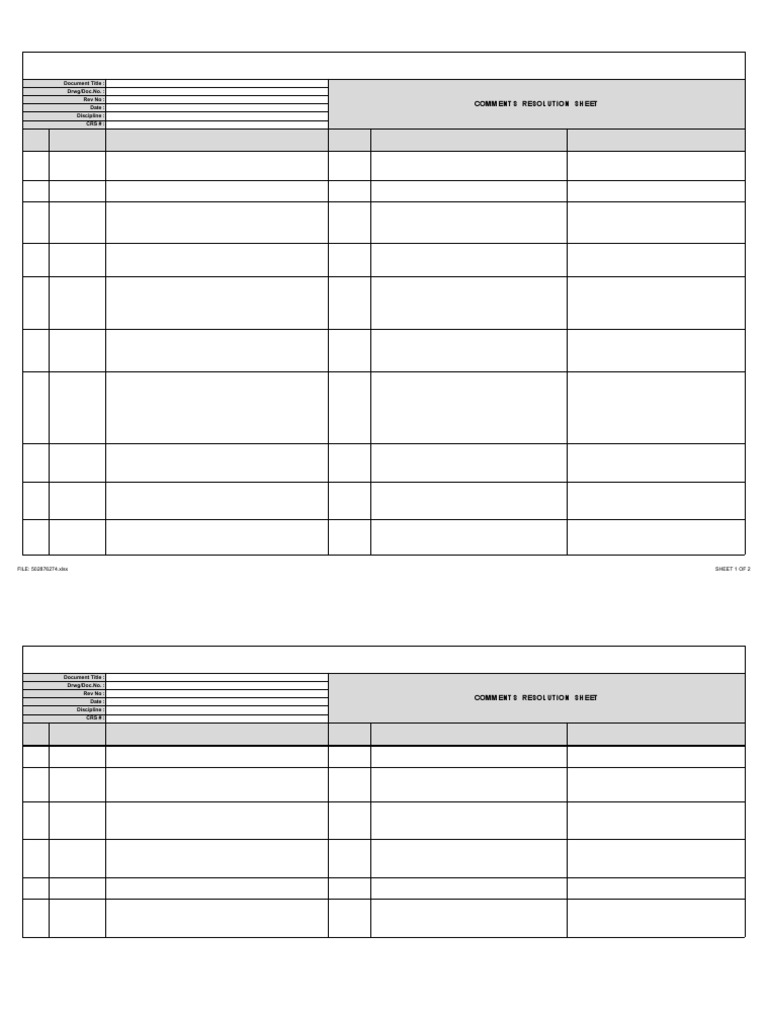 Comments Resolution Sheet Overview | PDF | Law | Science & Mathematics