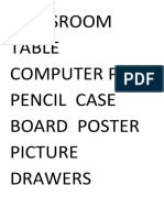 Classroom Computer Peg Pencil Case Board Poster Picture Drawers