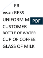 Waiter Waitress Uniform Menu Customer Cup of Coffee Glass of Milk
