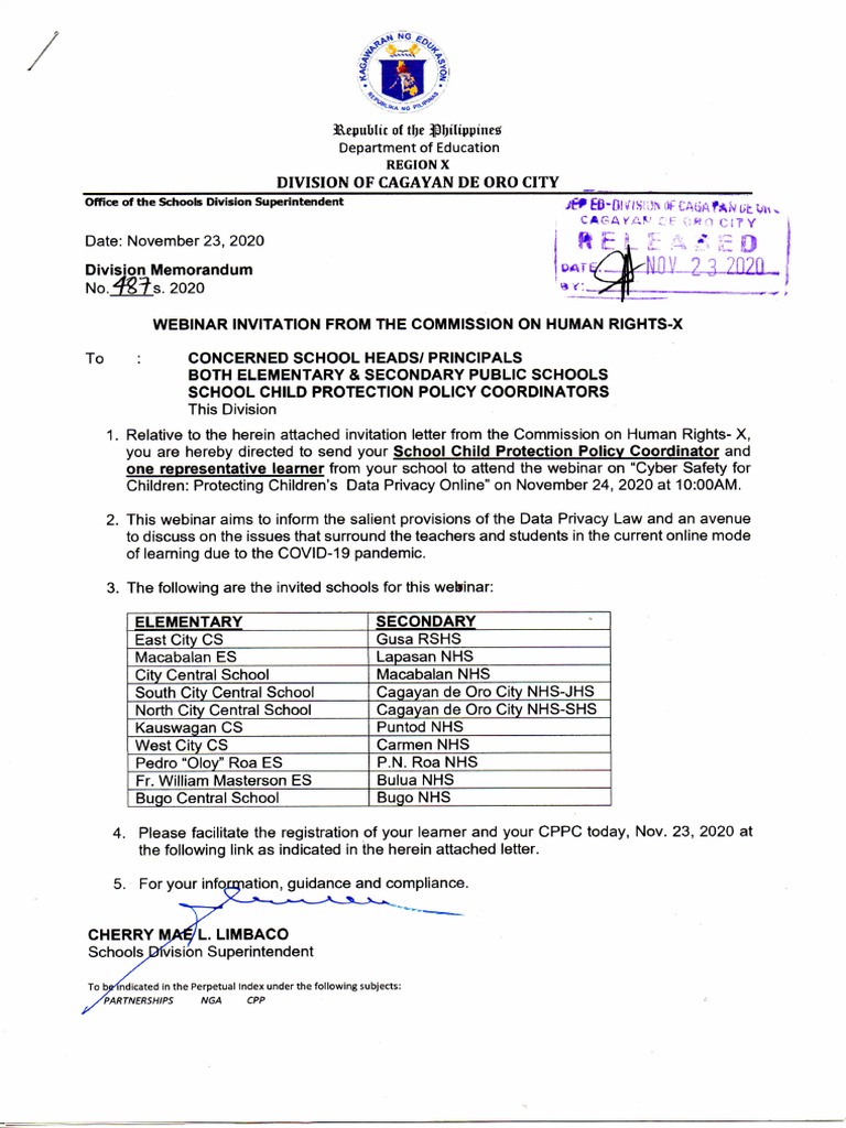 DM487s2020 - Webinar Invitation From The Commission On Human Rights X | PDF