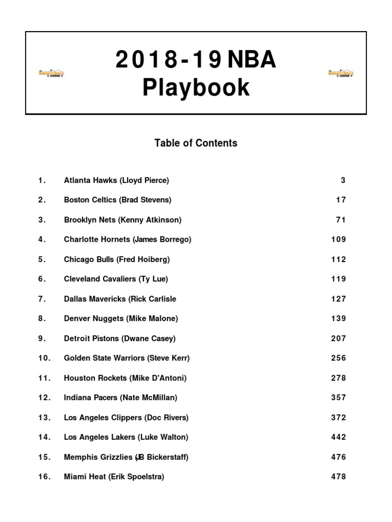 2018-19 NBA Playbook Overview | PDF | Relocated National Basketball ...