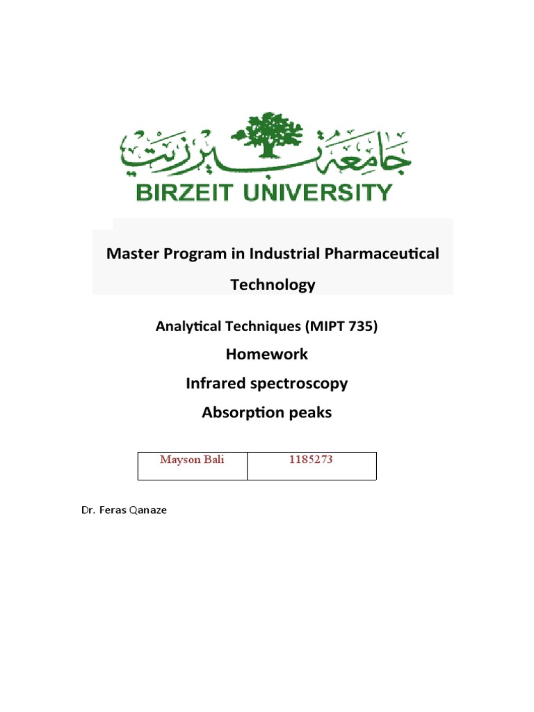 Master Program in Industrial Pharmaceutical Technology: Analytical ...