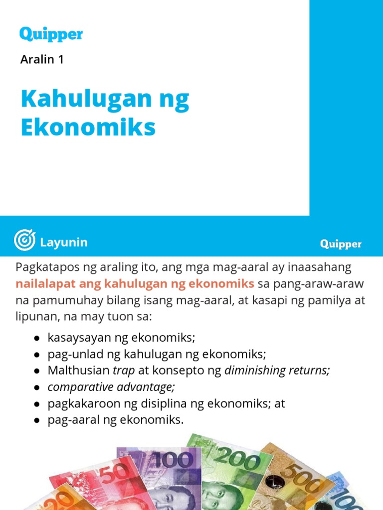 Kahulugan Ng Ekonomiks Aralin 1 Pdf