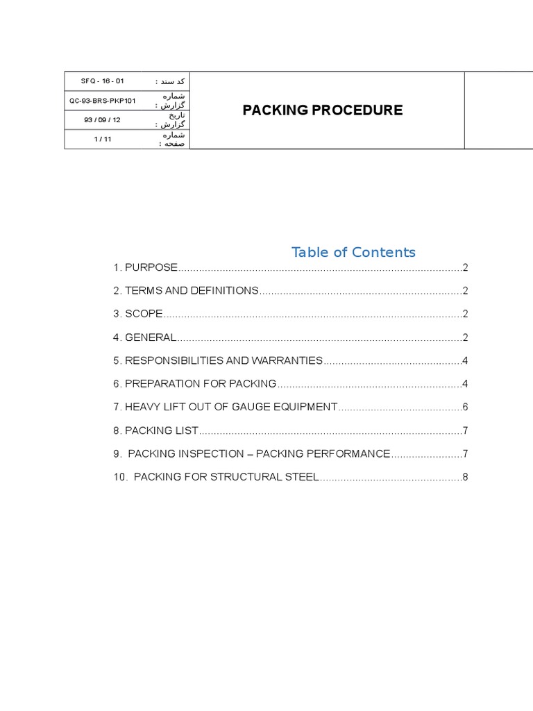 Packing Procedure PDF PDF Packaging And Labeling Corrosion