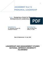 Assignment El# 12 Entreprenurial Leadership: Designing A Scale For Measuring Entrepreneurial Leadership in Smes