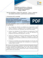 Guía de Actividades y Rúbrica de Evaluación - Tarea 5 - Solución de Modelos de Decisión y Optimización Determinísticos PDF