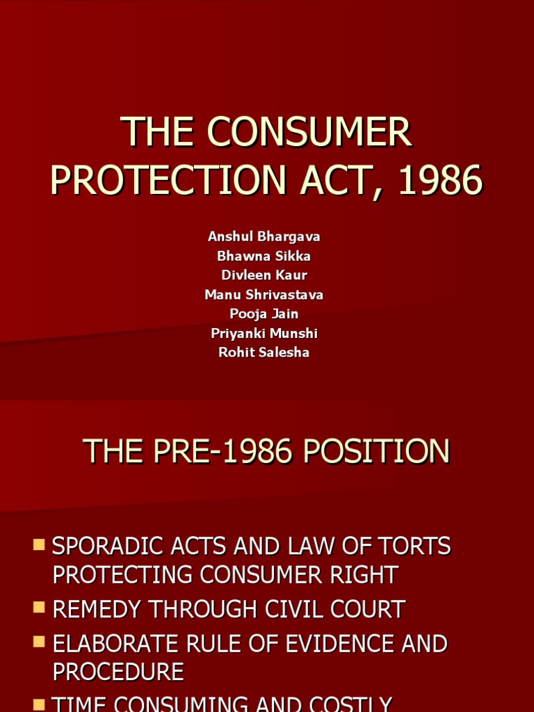 The Consumer Protection Act, 1986 PDF Jurisdiction Complaint