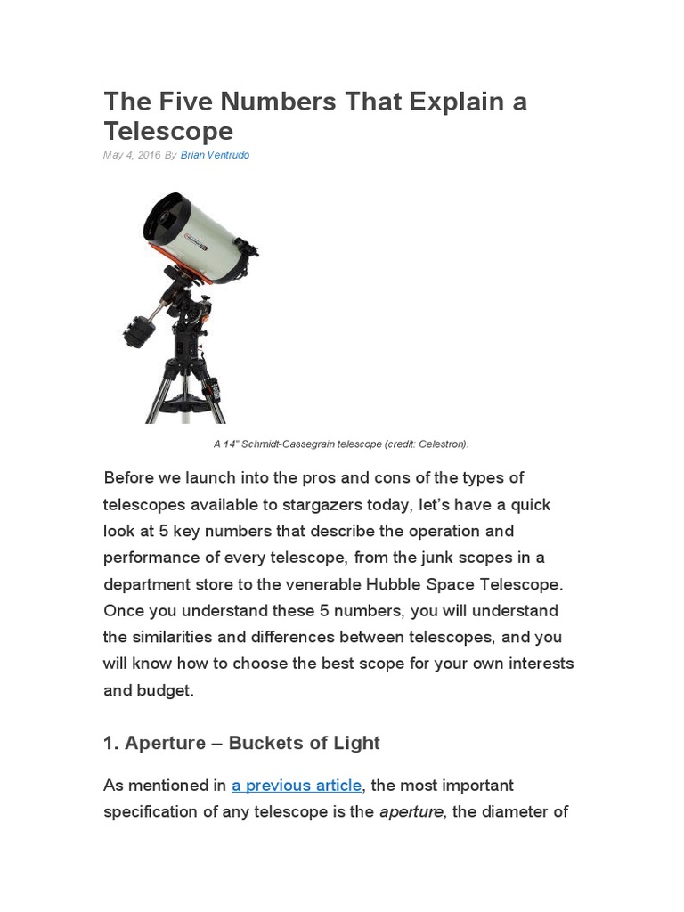 The Five Numbers That Explain A Telescope PDF Atomic Natural