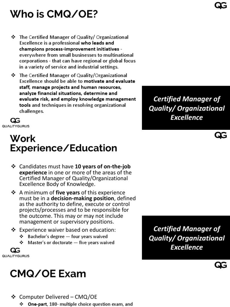 Asq CMQ Oe | PDF | Leadership | Organizational Culture