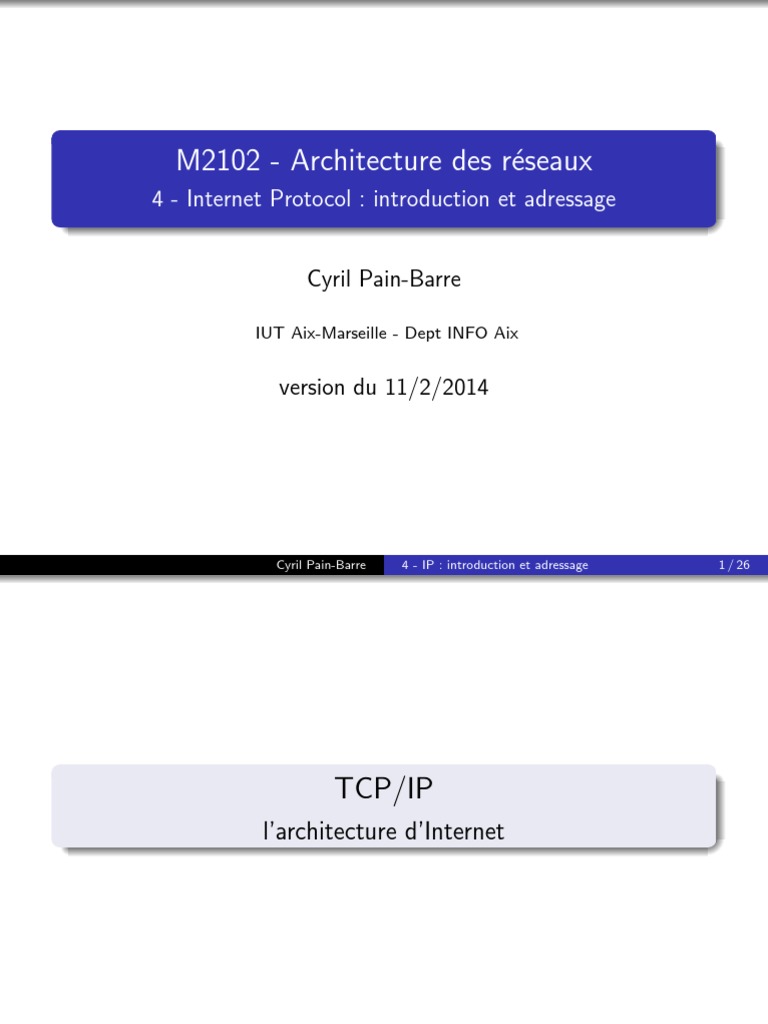 Cours 4 Reseaux m2102 Dut1 | PDF | Adresse IP | Protocoles Internet