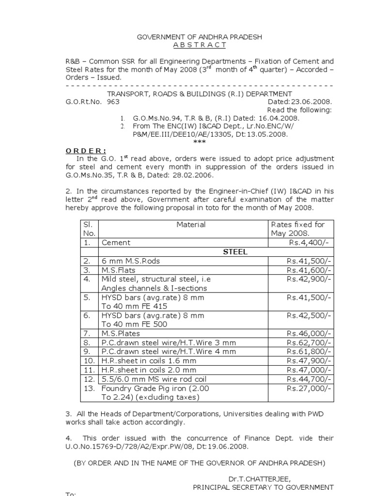May 2008 Steel & Cement Rates | PDF | Metals | Building Materials