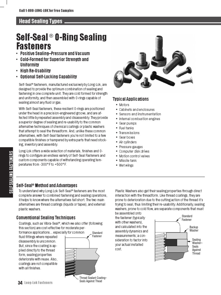 Self-Seal O-Ring Sealing Fasteners | PDF | Screw | Building Materials
