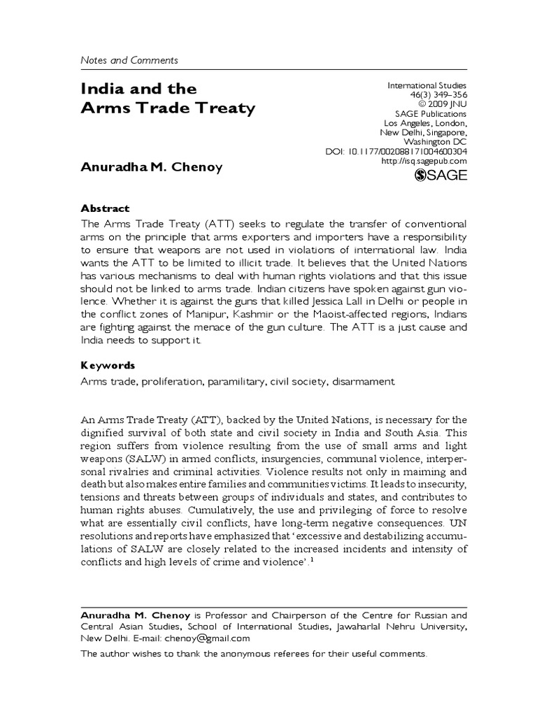India and The Arms Trade Treaty | PDF | International Law | Illegal ...