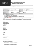 Assignment 1 - Semester Fall 2019: COMSATS University Islamabad, Lahore Campus Department of Electrical Engineering