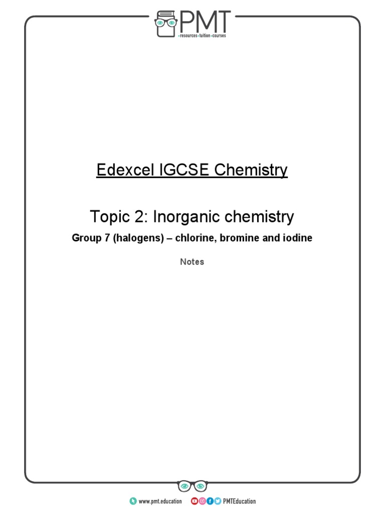 2b) Group 7 (Halogens) ) Chlorine Bromine and Iodine PDF PDF